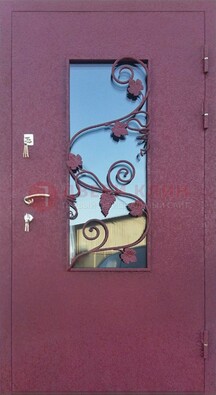 Железная дверь Порошок со стеклом и ковкой лозы ДСК-220 в Севастополе