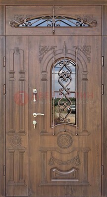 Распашная стальная дверь Винорит со стеклом и ковкой ДСК-232 в Севастополе