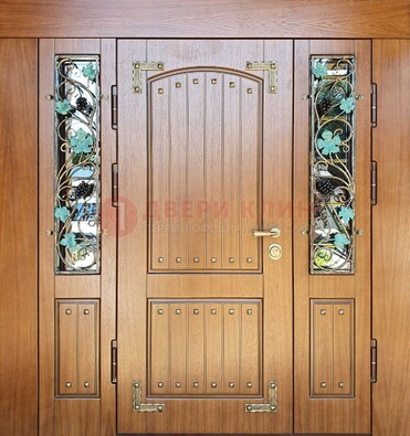 Железная дверь Винорит со стеклом и ковкой лозы ДСК-236 в Севастополе