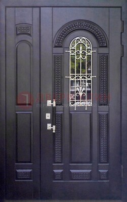 Входная дверь Винорит со стеклом и ковкой с узором ДСК-270 в Севастополе