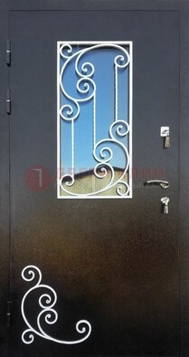 Входная дверь Порошок со стеклом и ковкой ДСК-278 в Севастополе
