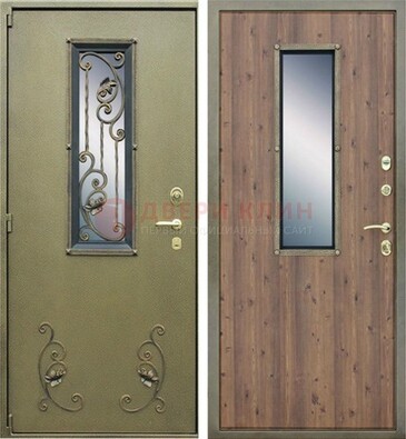 Офисная железная дверь со стеклом и ковкой ДСК-44 в Севастополе