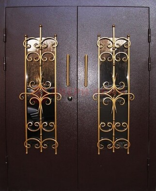 Металлическая дверь с ковкой и остеклением ДСК-49 в Севастополе