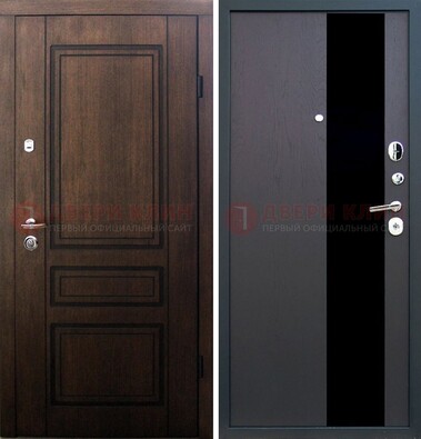 Входная дверь Итальянский орех с МДФ с черным стеклом ДМ-1199 в Севастополе
