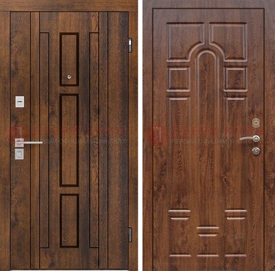 Стальная коричневая дверь с МДФ и коричневой МДФ внутри ДМ-1388 в Севастополе
