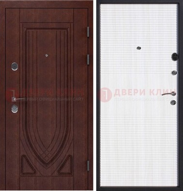 Уличная темная филенчатая дверь с виноритом и МДФ Белый ясень ДВТ-141 в Севастополе