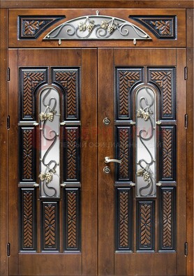 Входная двухстворчатая дверь с виноритом и ковкой ДВТ-183 в Севастополе