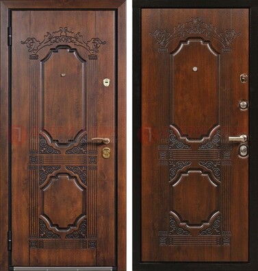 Коричневая железная дверь с виноритом и узором ДВТ-211 в Севастополе