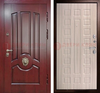 Темно-красная входная дверь с виноритом ДВТ-234 в Севастополе