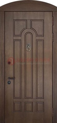 Коричневая стальная дверь с виноритом в форме арки ДВТ-237 в Севастополе