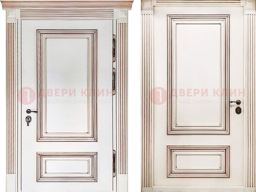 Белая металическая дверь с виноритом для дома ДВТ-239 в Севастополе