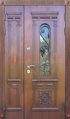 Железная коричневая филенчатая дверь с виноритом и МДФ ДВТ-85 в Севастополе