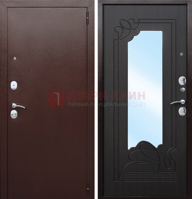 Коричневая стальная дверь с зеркалом ДЗ-18 в Севастополе