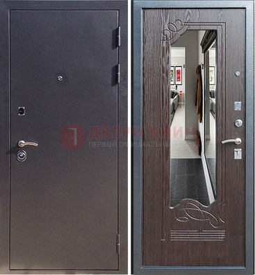 Черная входная дверь с зеркалом МДФ внутри ДЗ-29 в Севастополе