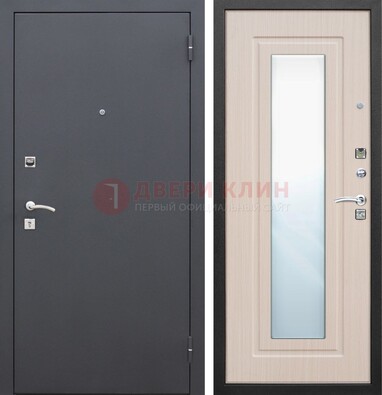 Черная входная дверь с зеркалом МДФ внутри ДЗ-31 в Севастополе