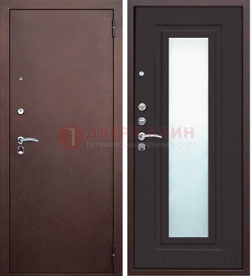 Коричневая металлическая дверь с зеркалом ДЗ-43 в Севастополе