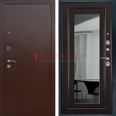 Металлическая дверь с порошковым напылением с МДФ и зеркалом ДЗ-61 в Севастополе
